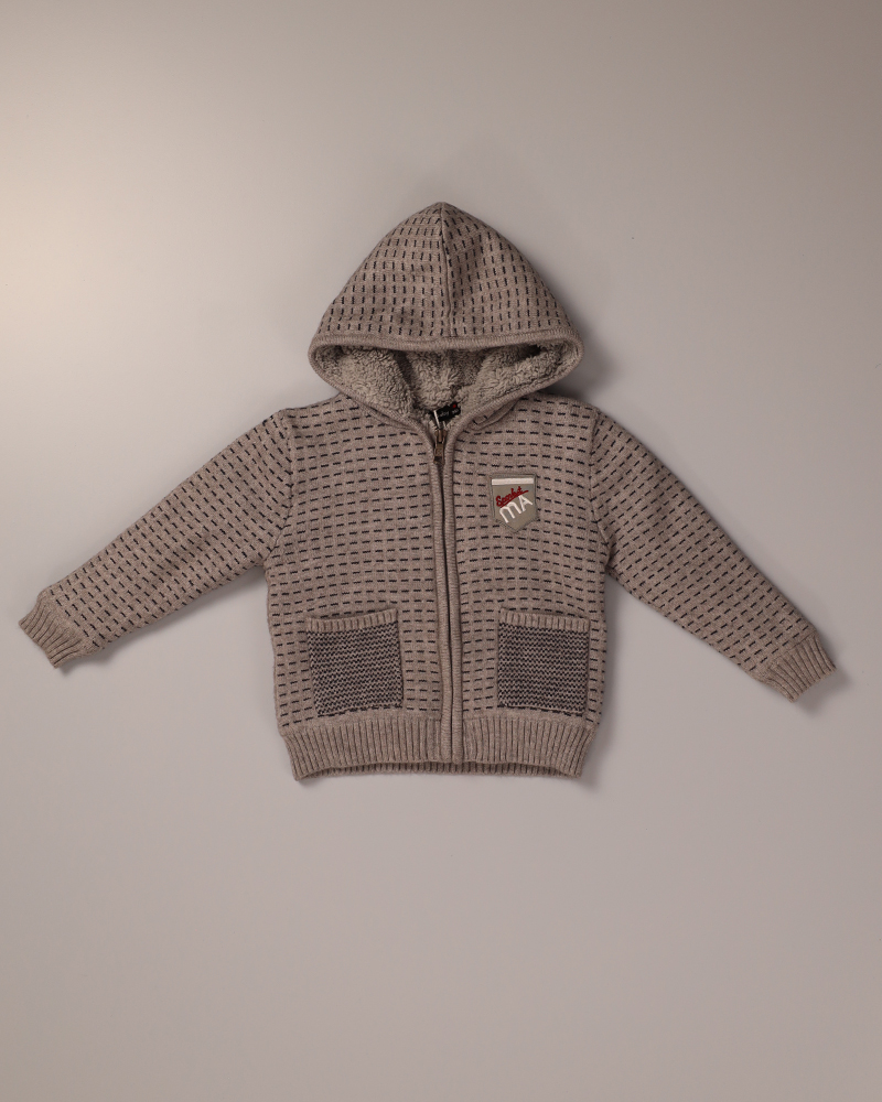 Quilted With Fur Wool Baby Jacket In MA Print Daraghmeh