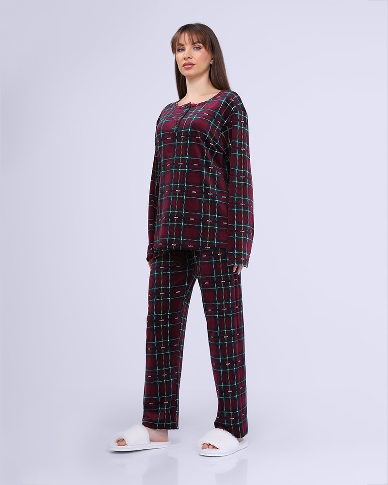 WOMEN’S PLAID PYJAMA SET WITH FRONT BUTTONS
