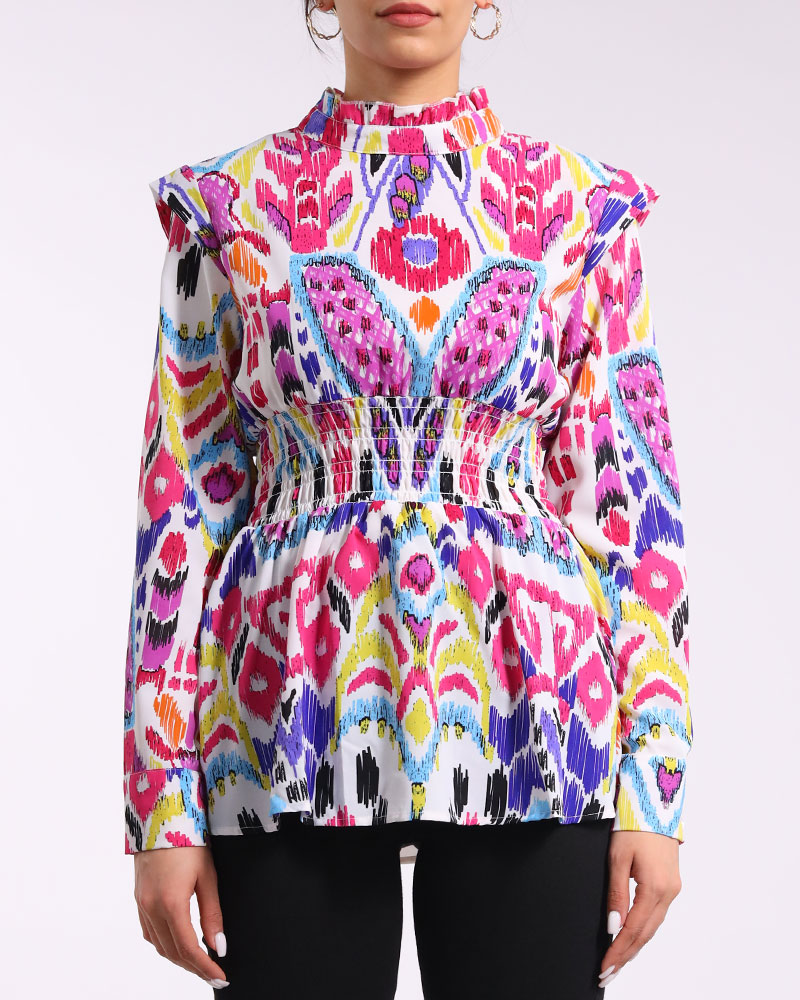 Adorned Colors Chiffon Blouse Daraghmeh
