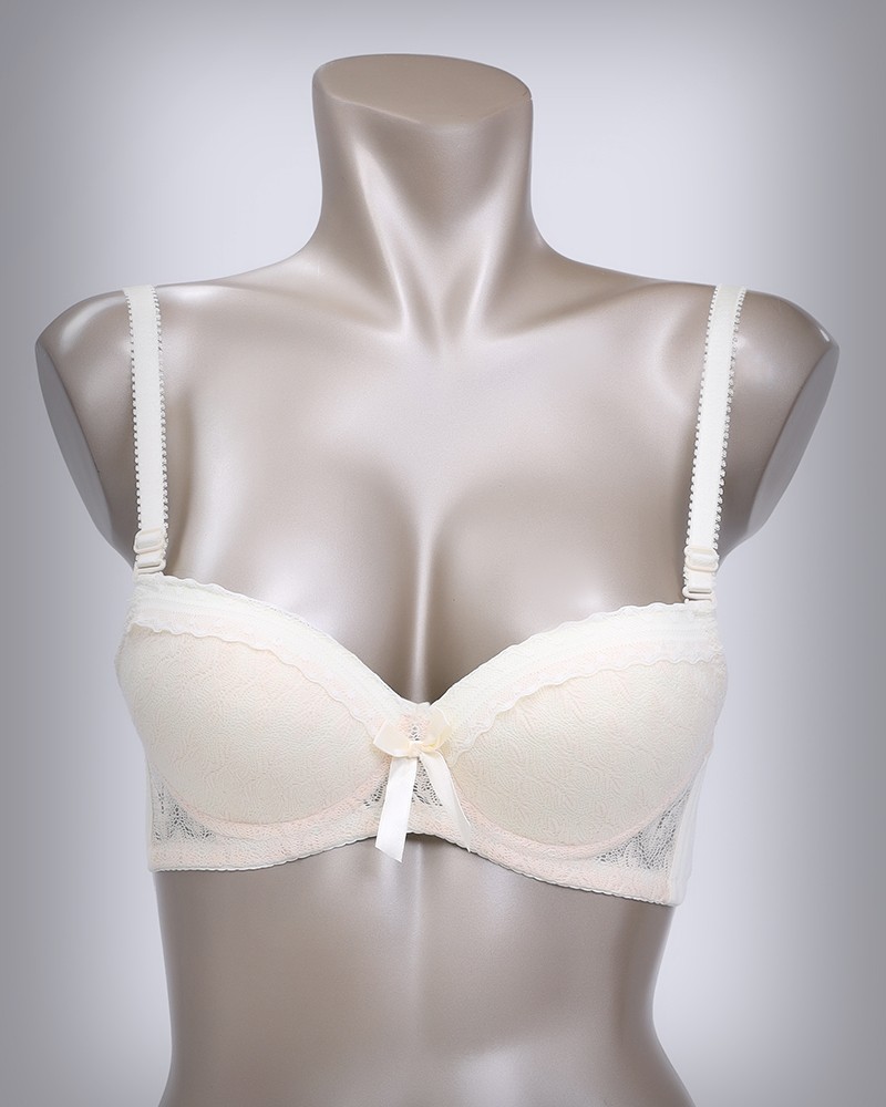 Padded Demi Cap Bra With Side Lace Design