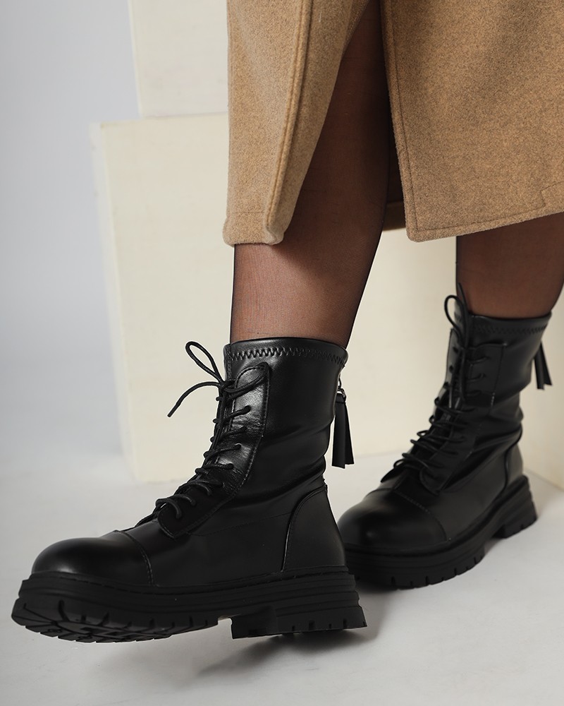 Black Leather Boots - Daraghmeh