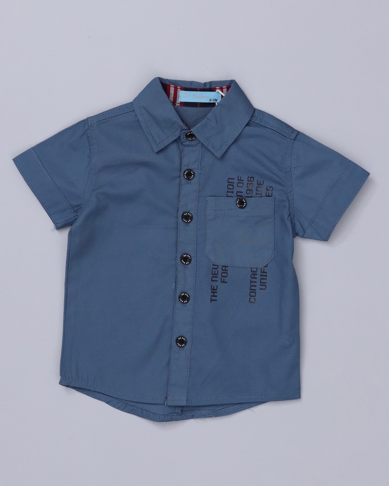 Baby Casual Shirt In Petroleum Color Daraghmeh
