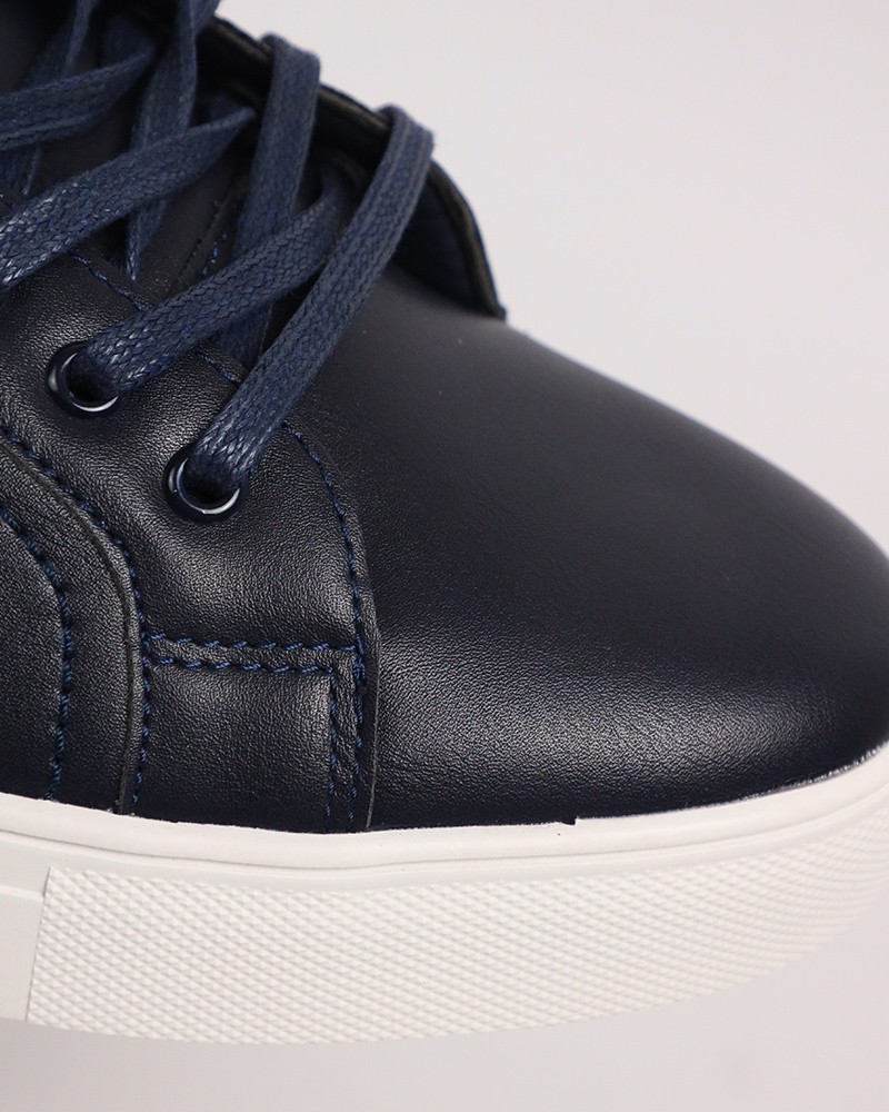 Navy Casual Leather Shoes - Daraghmeh