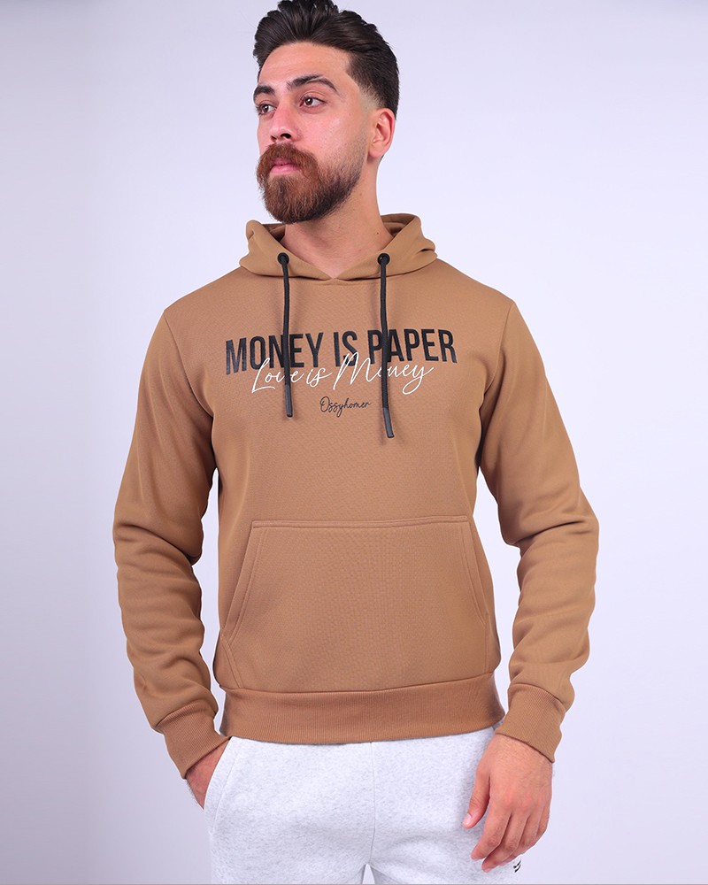 Men's Casual Hoodie With "MONEY IS PAPER" Print Daraghmeh