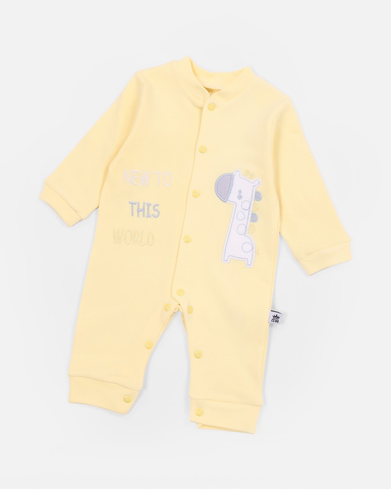 Baby Giraffe Embroidered Footed Sleepsuit with Front Snaps