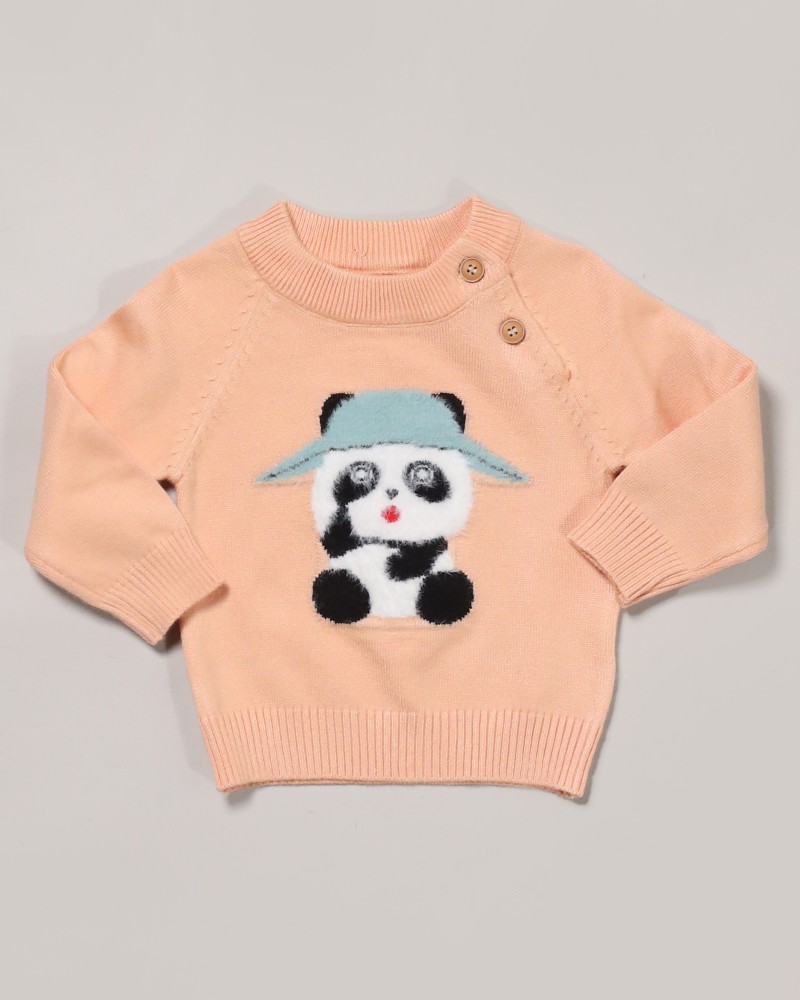 Wool Baby Blouse With Panda Print - Daraghmeh