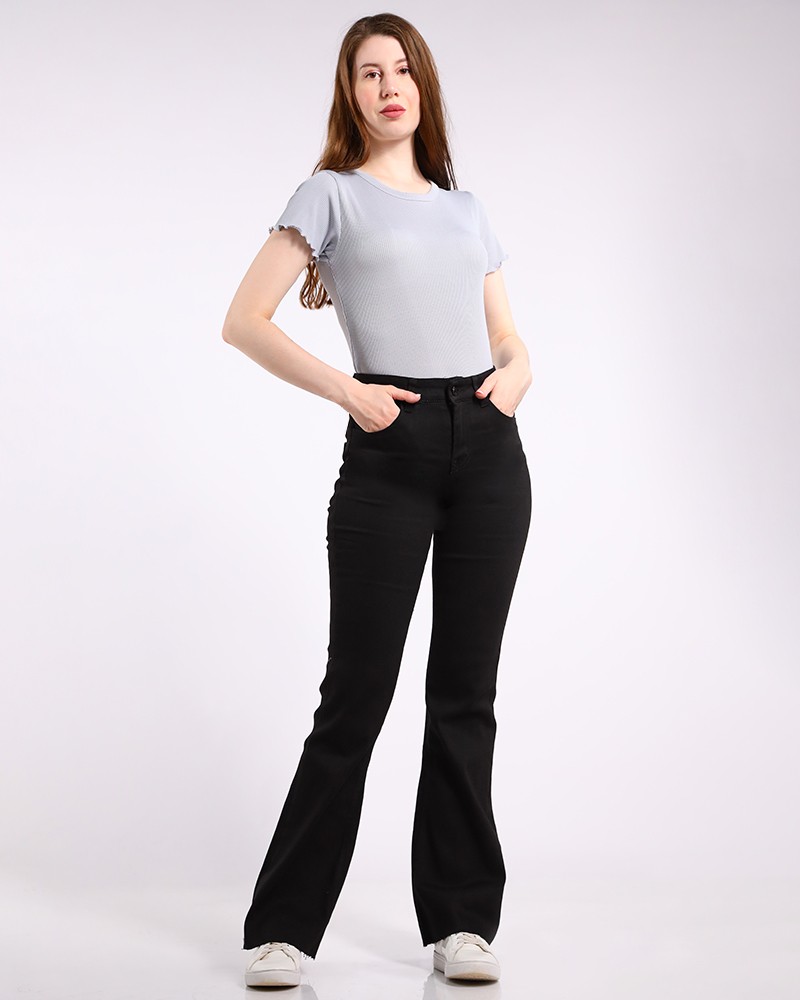 Allegra K Women's Bell Bottom Pants Wide Leg Casual Faux Suede Flared Pant,  Black, Small : Buy Online at Best Price in KSA - Souq is now Amazon.sa:  Fashion