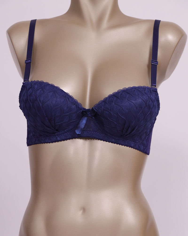 Perforated With Centered Ribbon Padded Bra - Daraghmeh