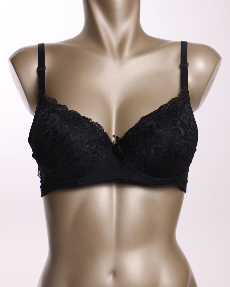 Perforated Lace Design And Rose Embroidery With Centered Ribbon Bra -  Daraghmeh