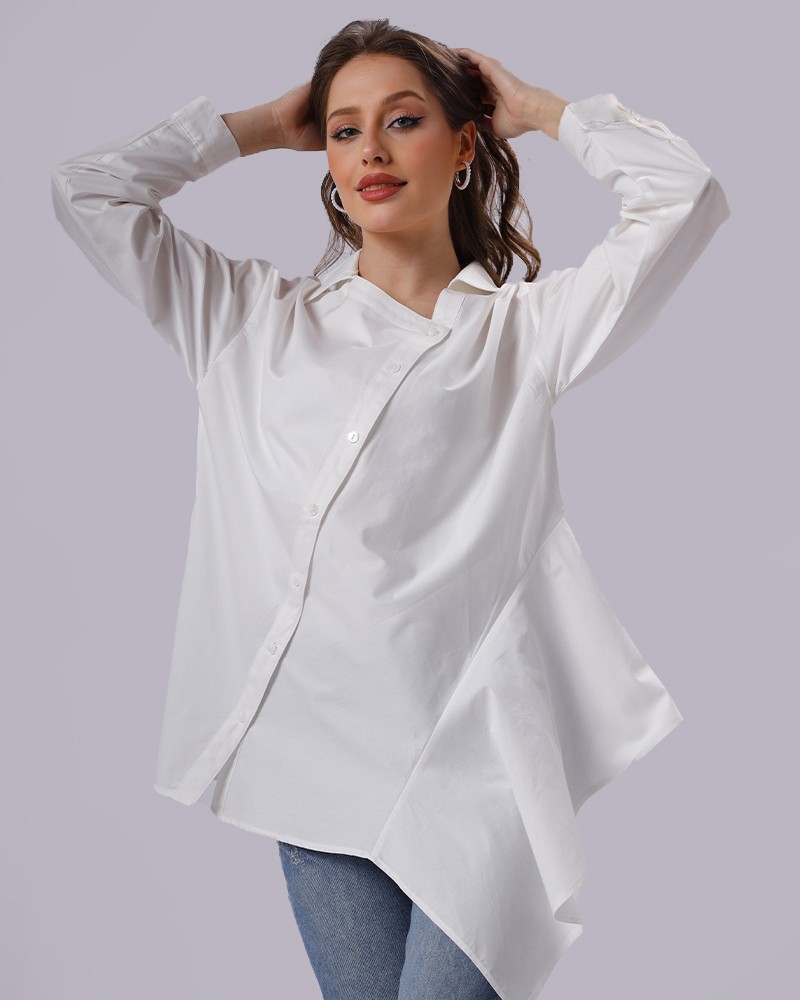 Plain Women's Cotton Shirt - Daraghmeh