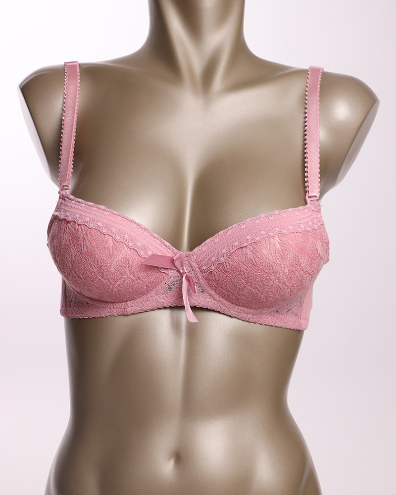 Padded Demi Cap Bra With Side Lace Design - Daraghmeh