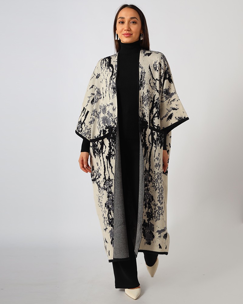Women's Veined Poncho - Daraghmeh