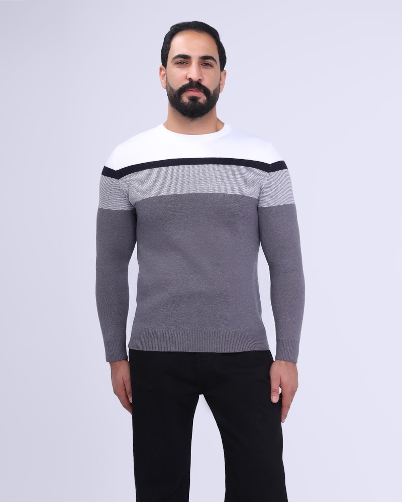MEN’S WIDE-STRIPE KNIT SWEATER