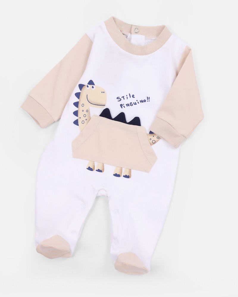 Baby Boys' Dinosaur Cotton Sleepsuit with Pocket