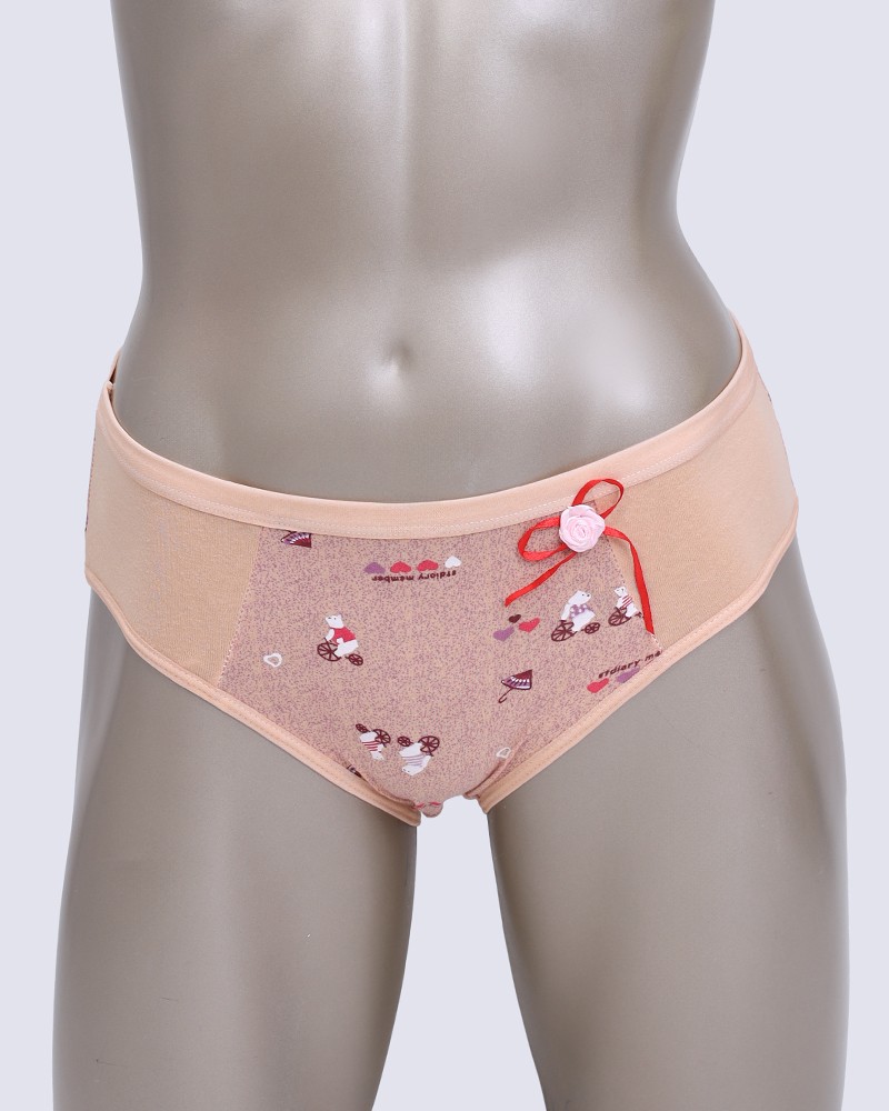 Cotton Panties With Print And Ribbon