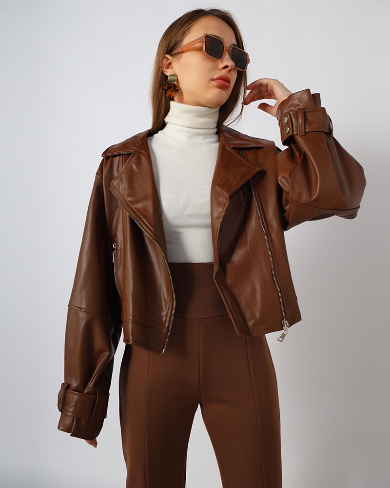 Brown Leather Jacket - Daraghmeh