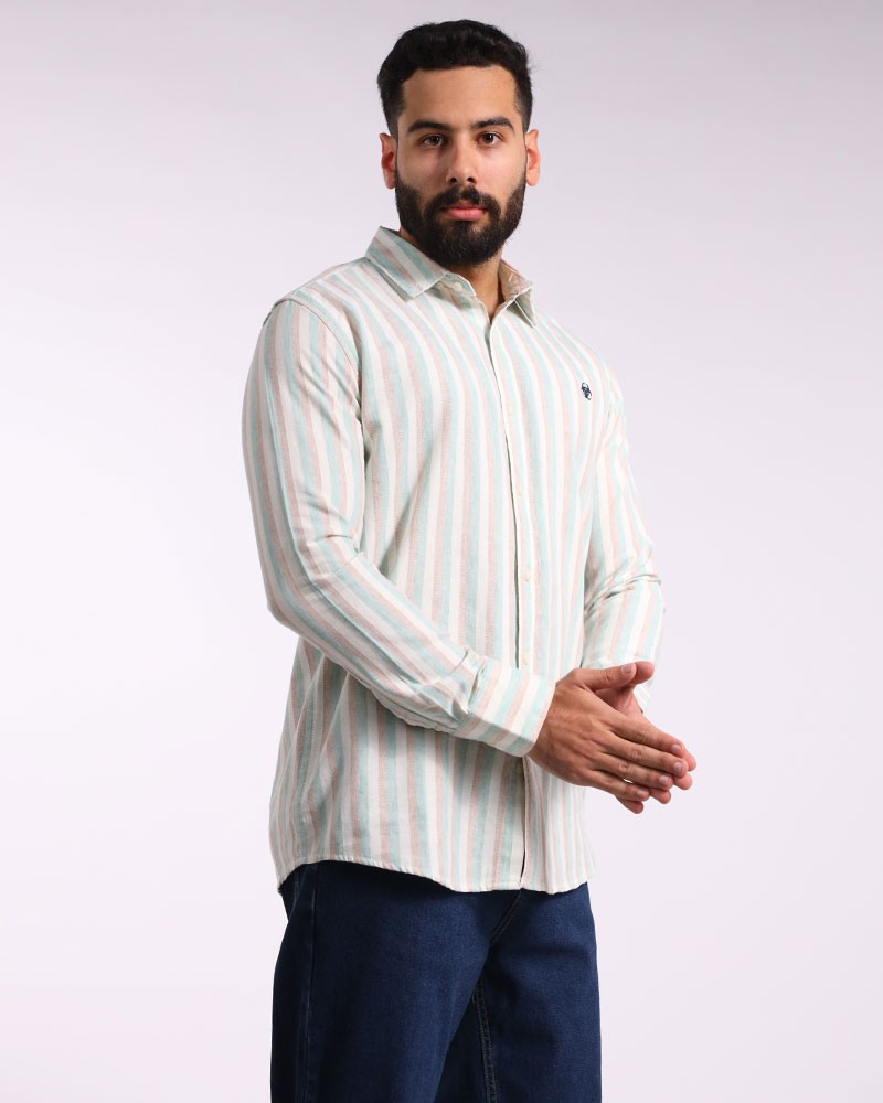 Casual Striped Shirt With Slogan Print - Daraghmeh