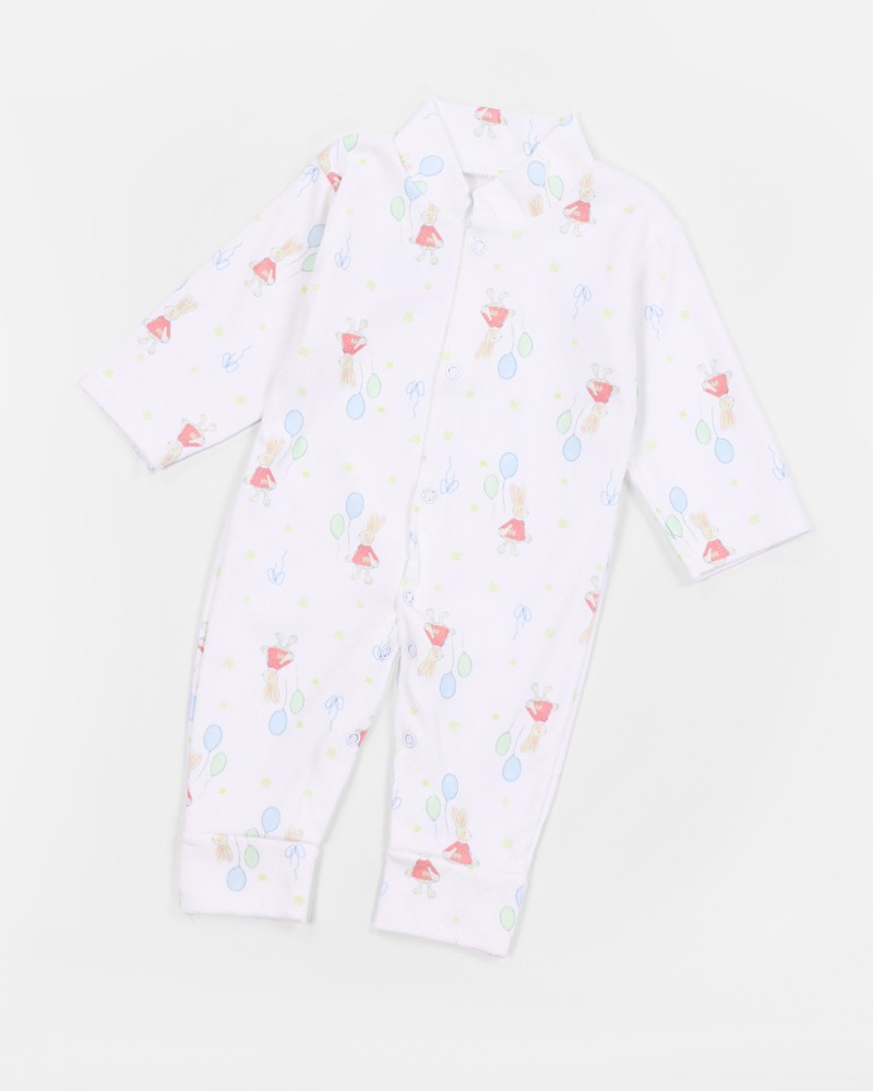 Baby Bunny & Balloon Print Footless Romper